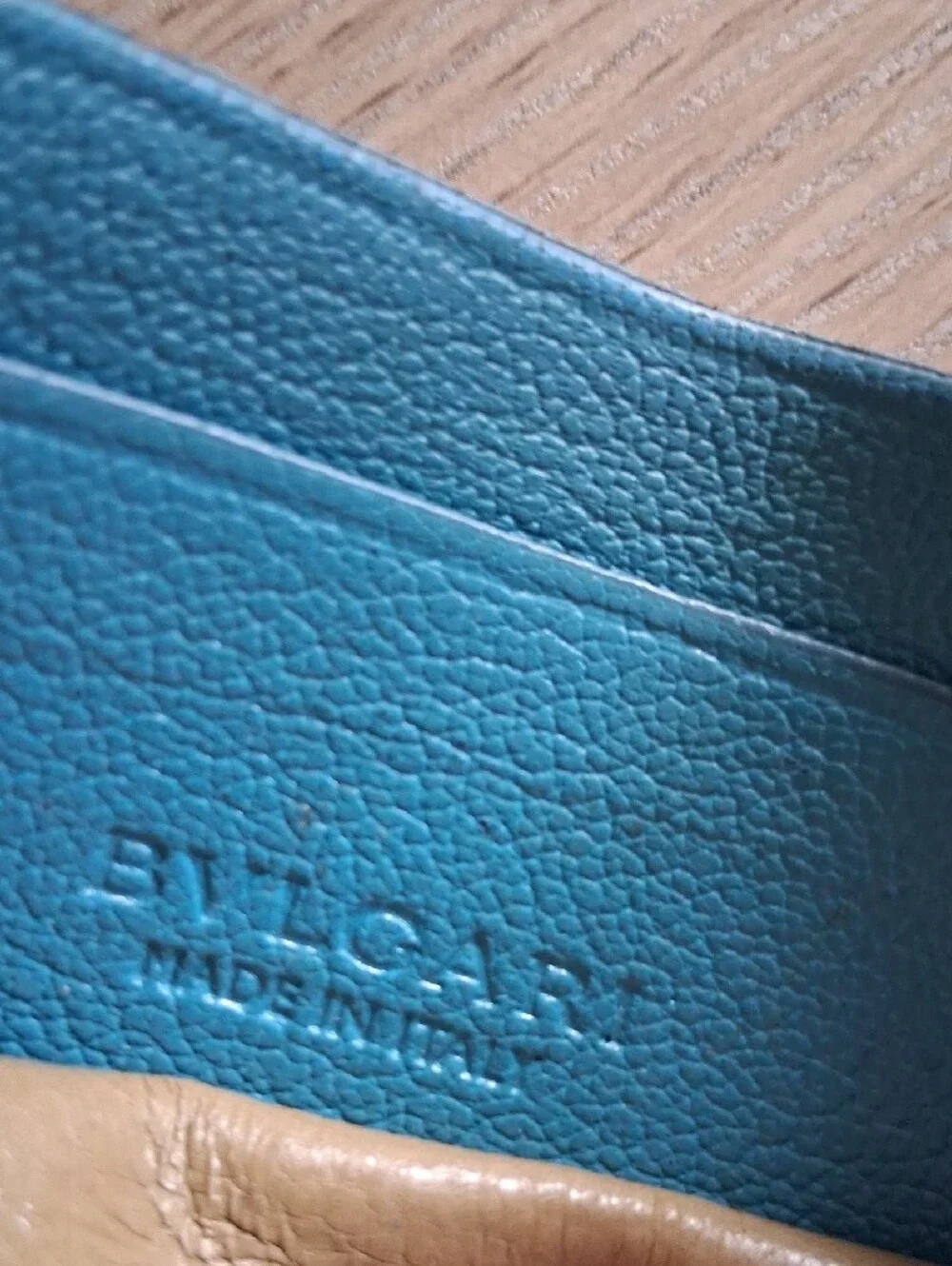 Bulgari Teal Leather Slim Card Sleeve